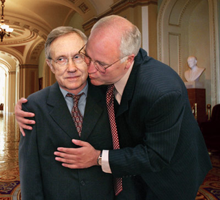 Cheney with "new BFF" Senate Majority Leader Harry Reid (D-NV) at the Capitol Tuesday.